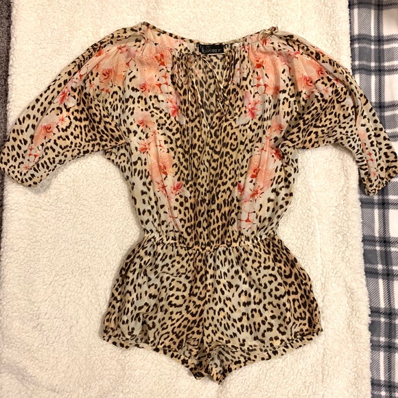 love republic Tops - Love Republic Silk Romper Leopard print. Size S